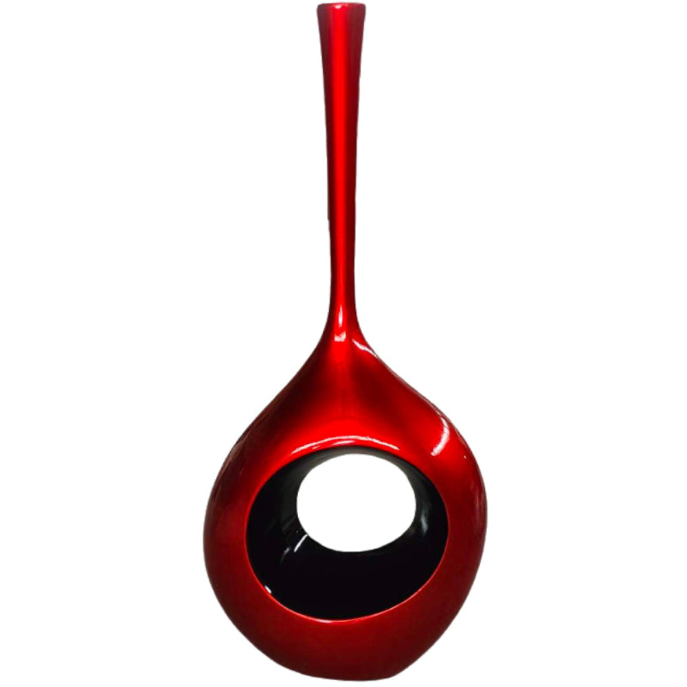 Red Ceramic Vase with Black Hole