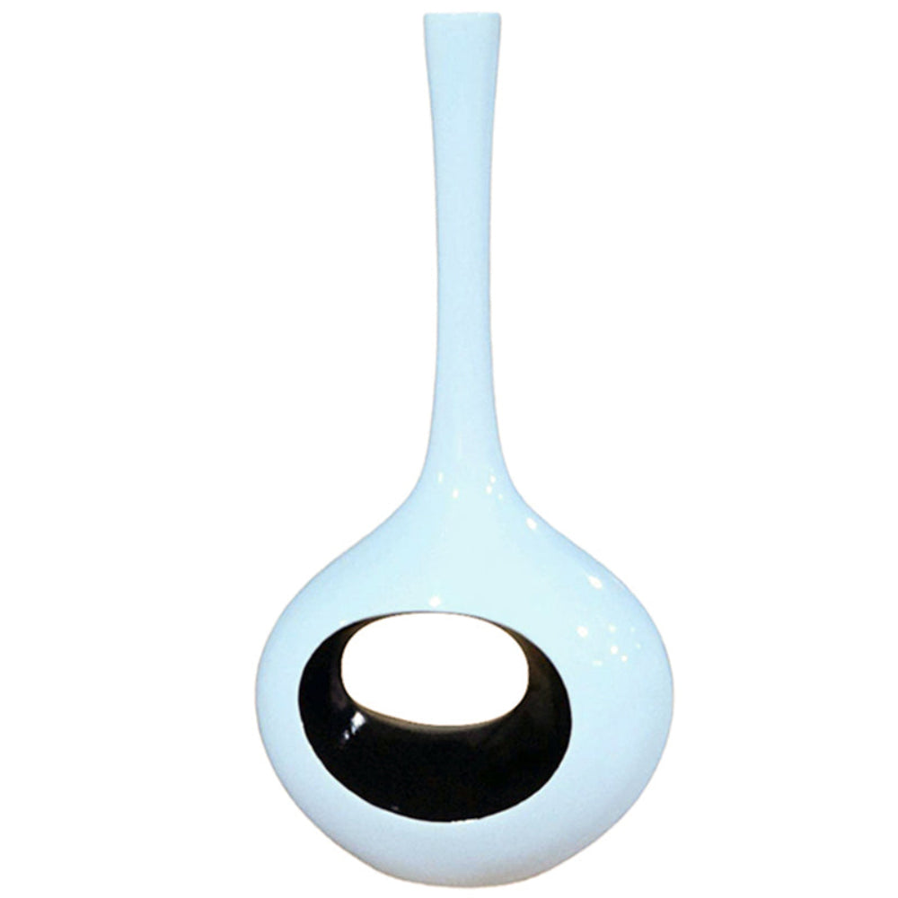 Large White Ceramic Vase with Black Hole