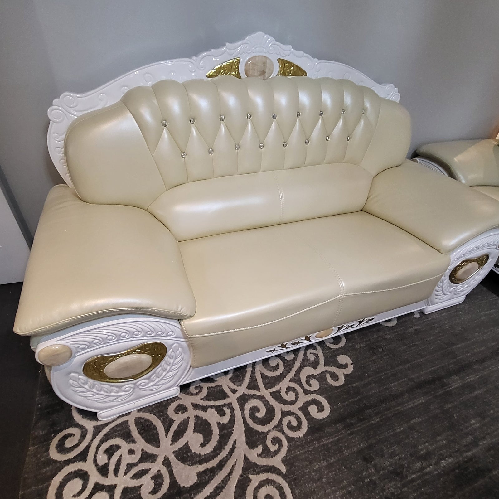 Avril Cream Leather Sofa set
