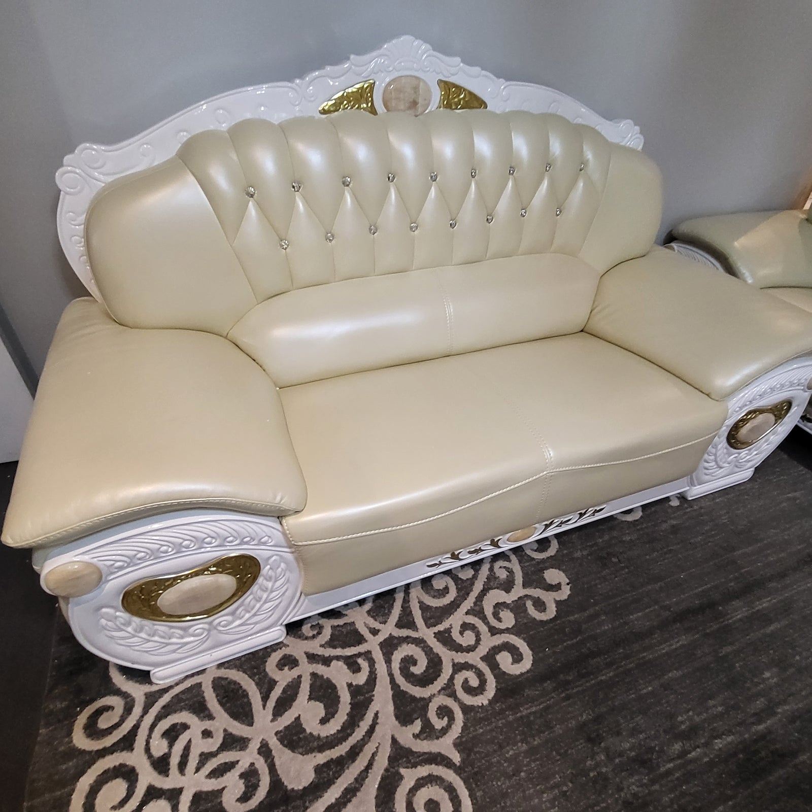 Avril Cream Leather Sofa set