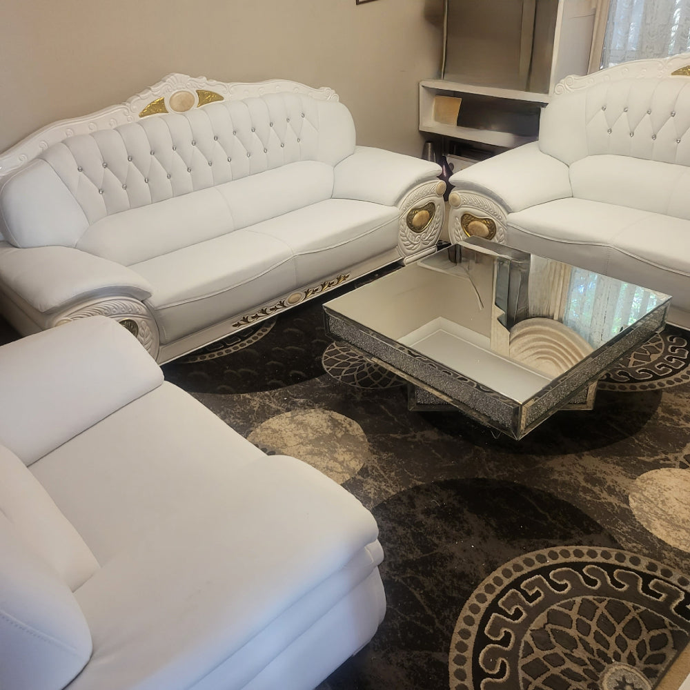 Elegant, Comfortable and Stylish set in Microfibre White Leather Material