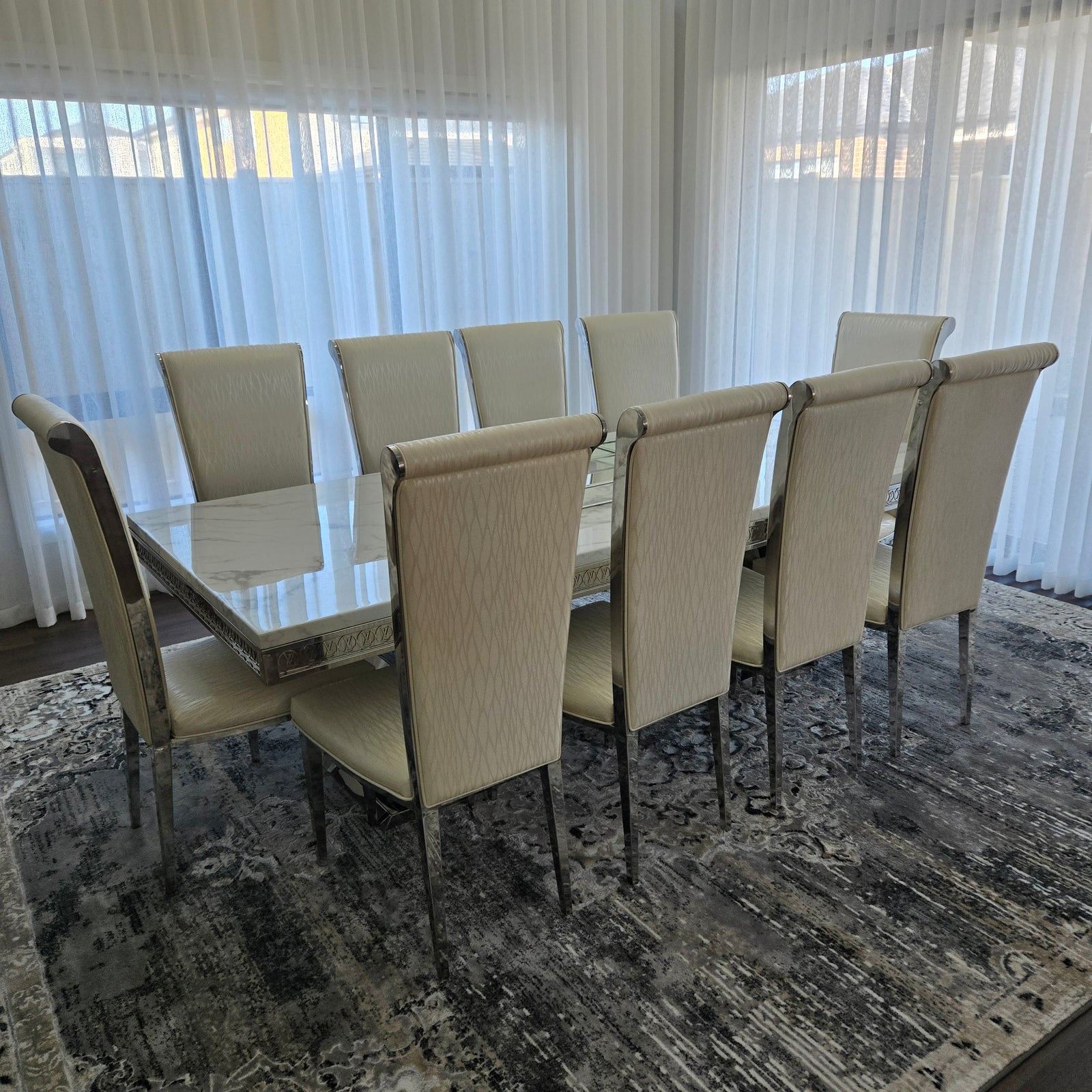 L240cm Dining Table with 10 Chairs