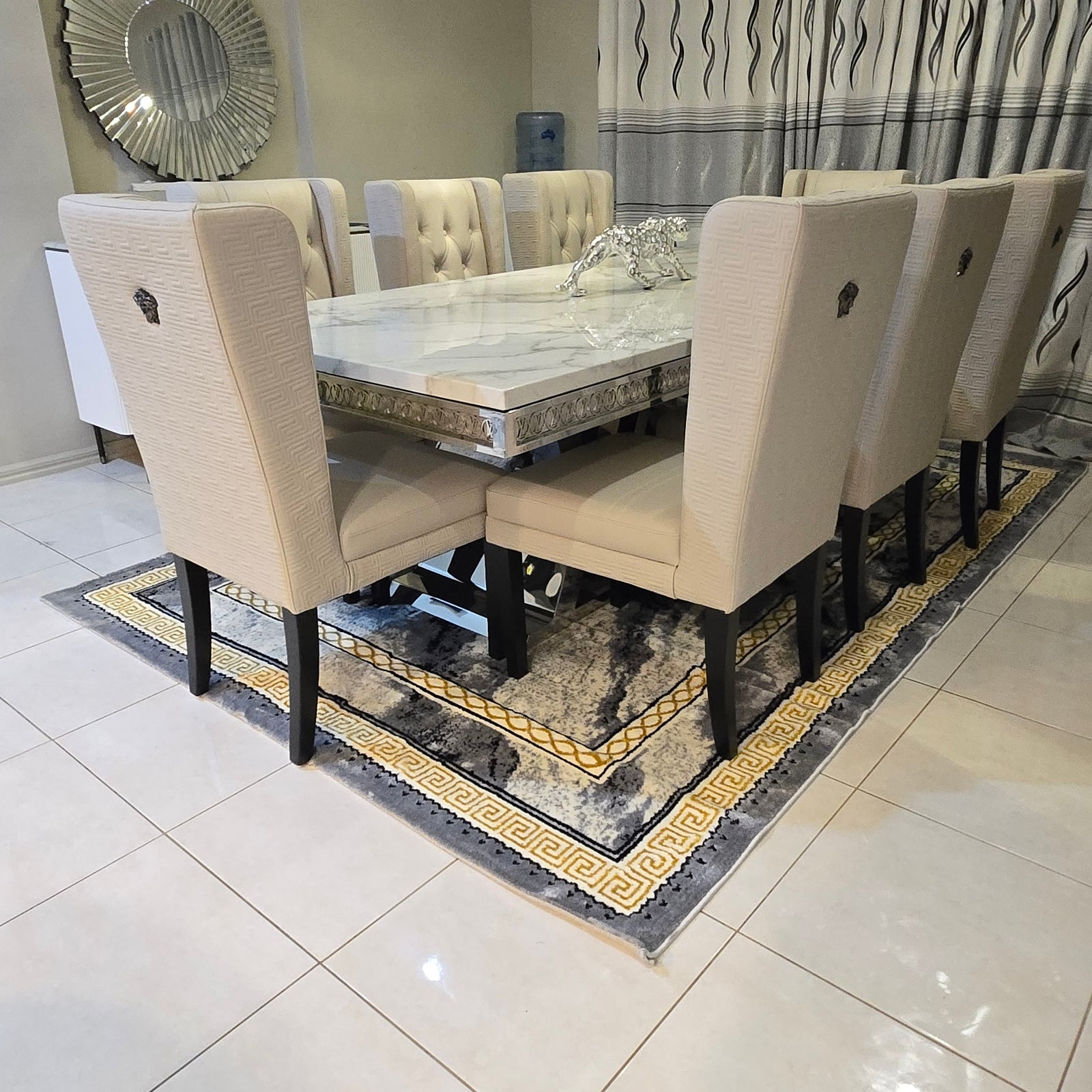 Ashton Marble Dining Table with 8 Chairs
