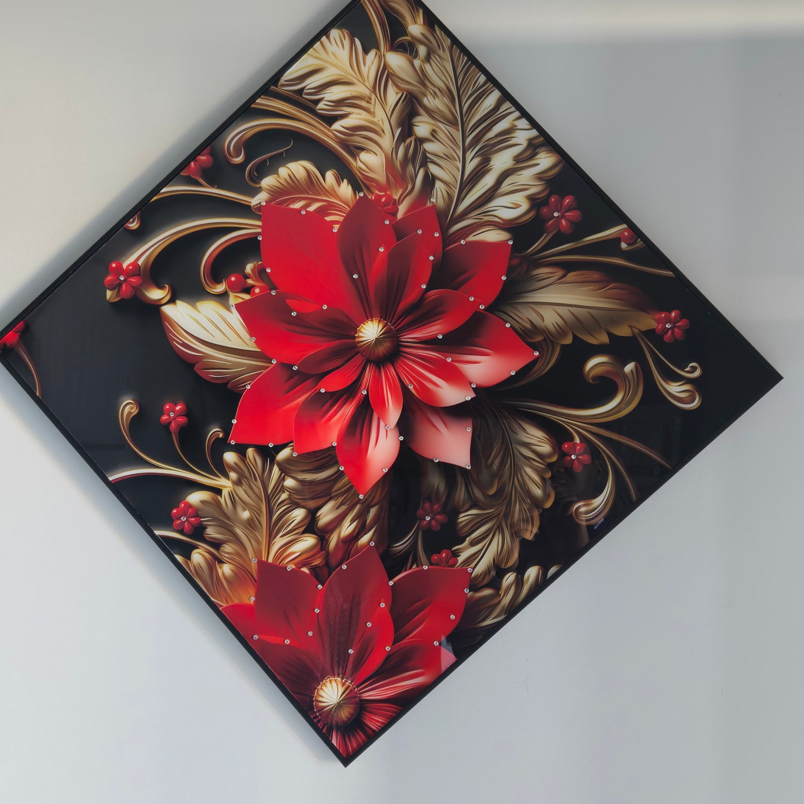 Wall Art Paintings - Red and Gold Flowers