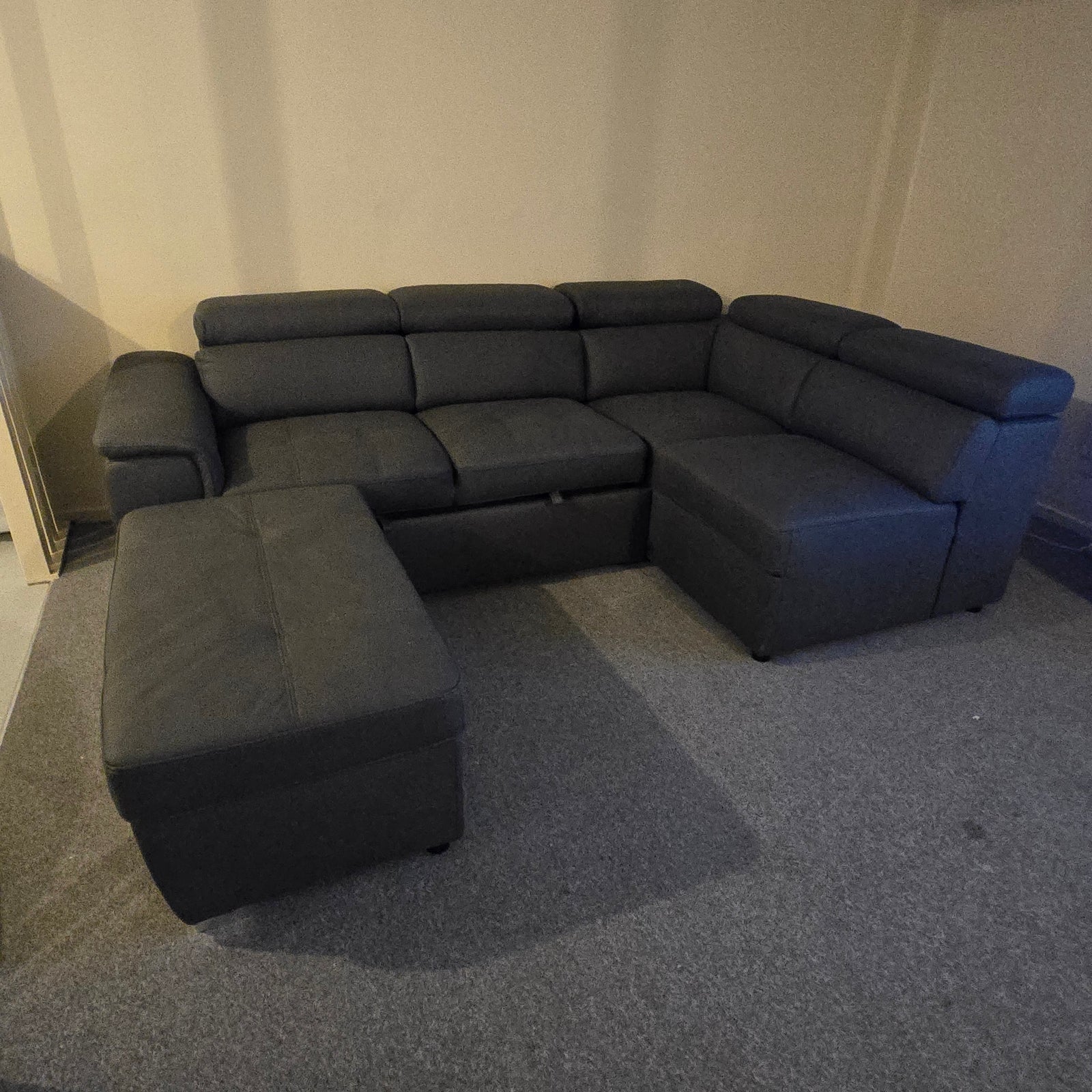 Corner Leather Sofa with Sofa Bed