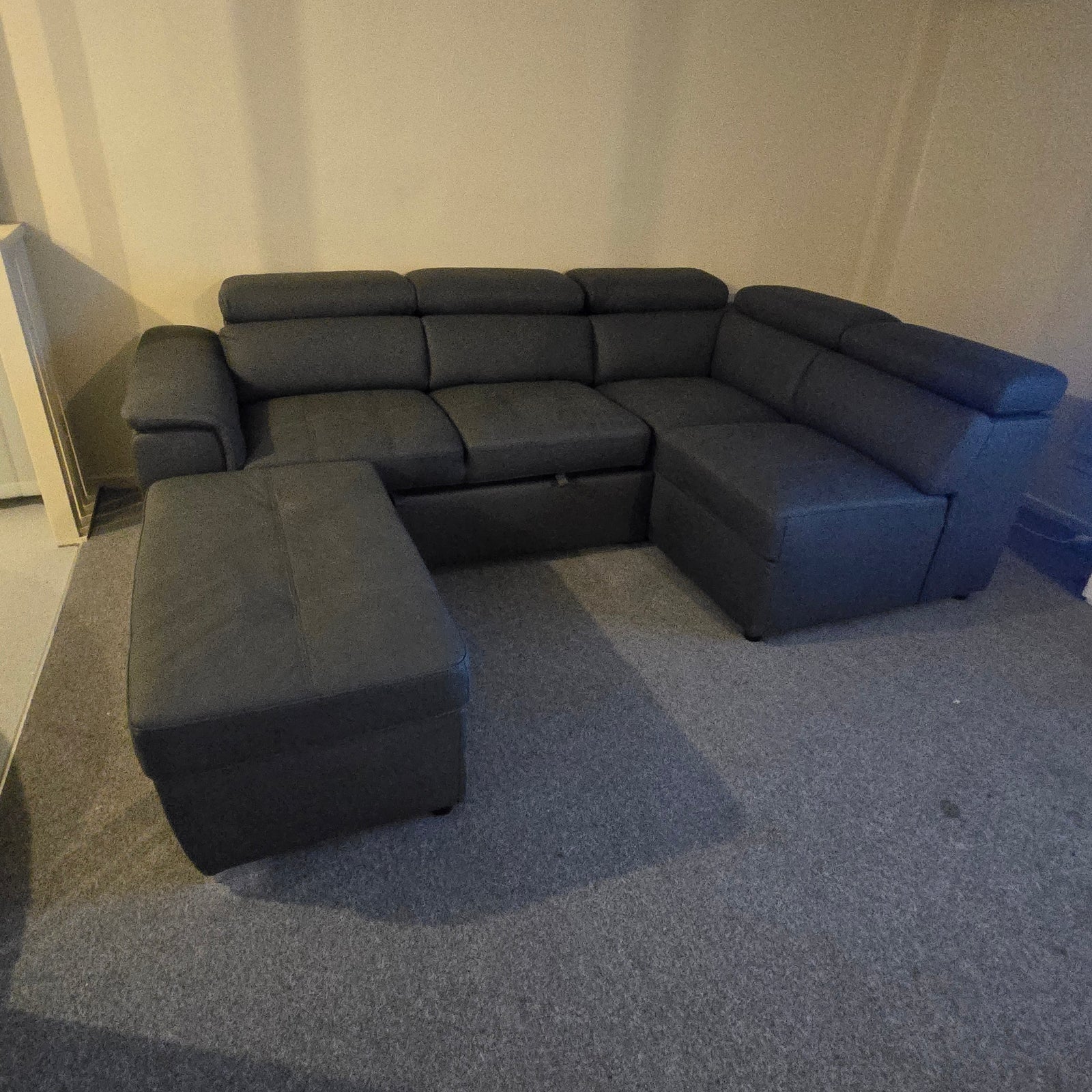 Corner Leather Sofa with Sofa Bed