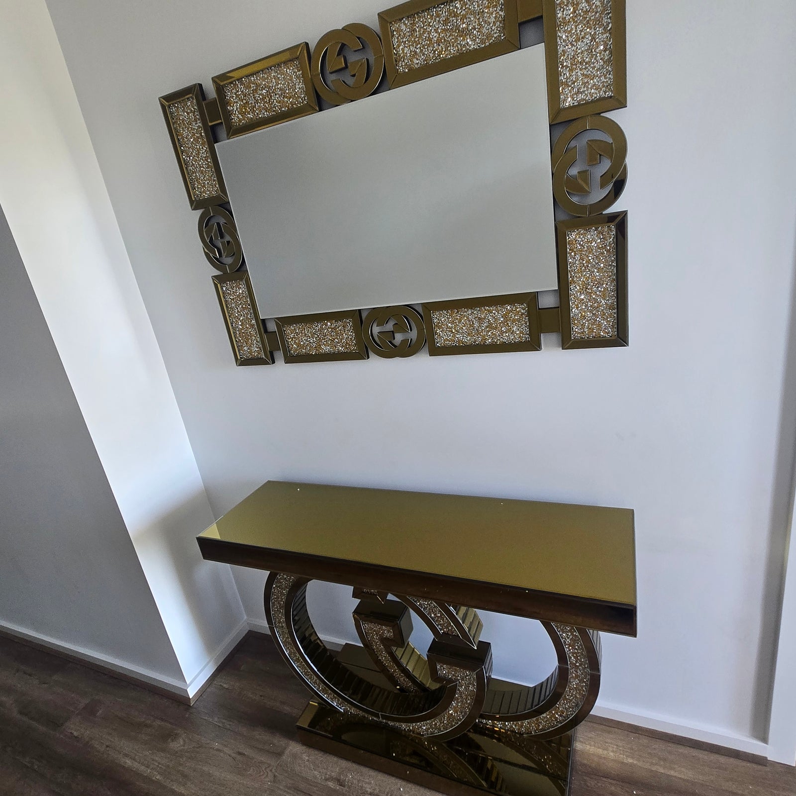 Adrian Console Table and Mirror (Gold)