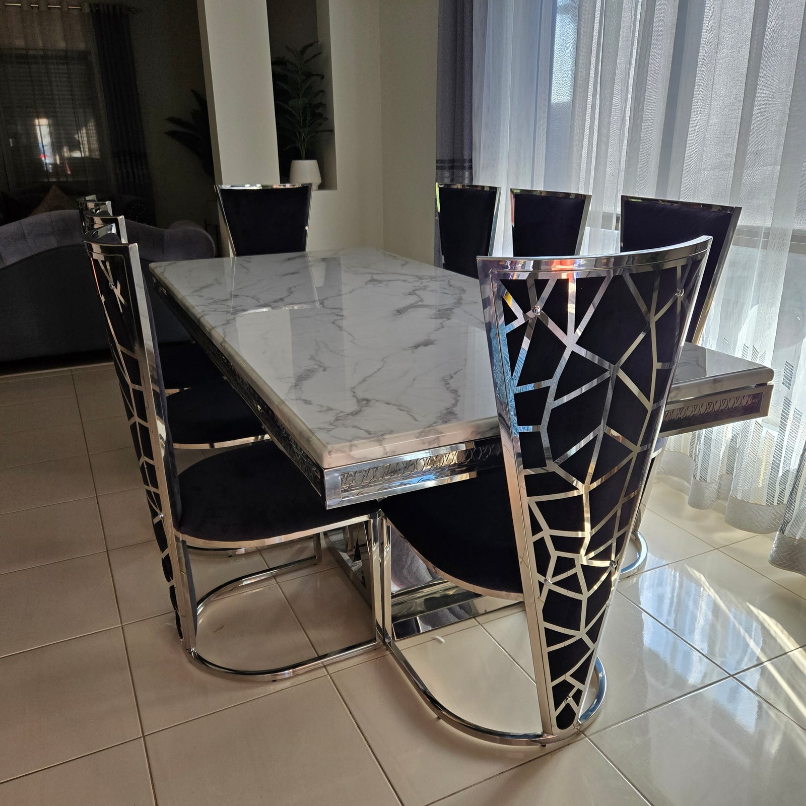 Ashton Marble Dining Table with 8 Chairs