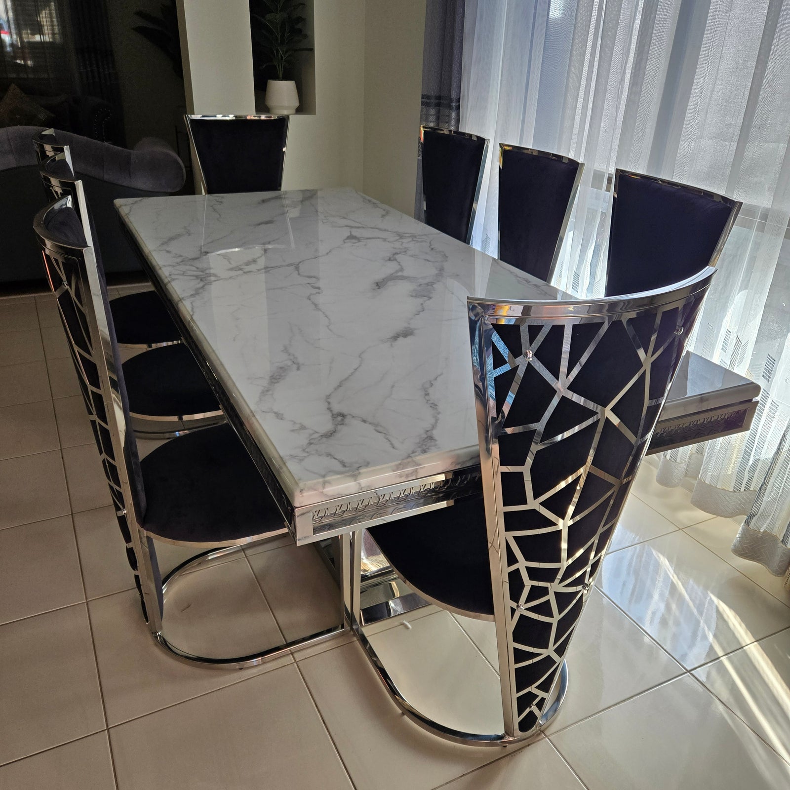 Ashton Marble Dining Table with 8 Chairs
