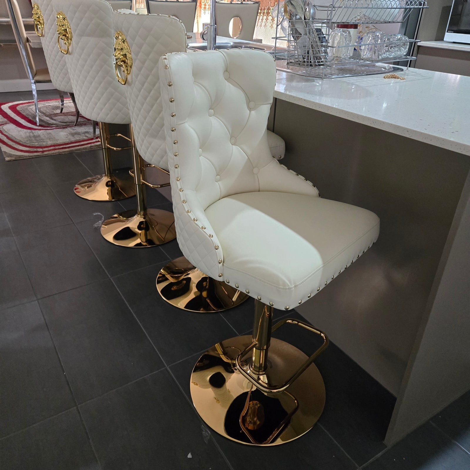 Lion Modern Adjustable Barstools - Cream