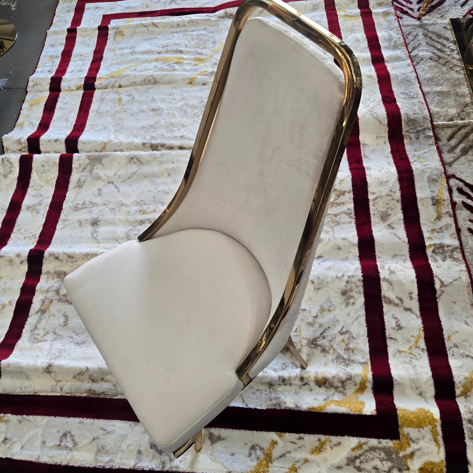 Beige Velvet Chair in Gold (Y2505)