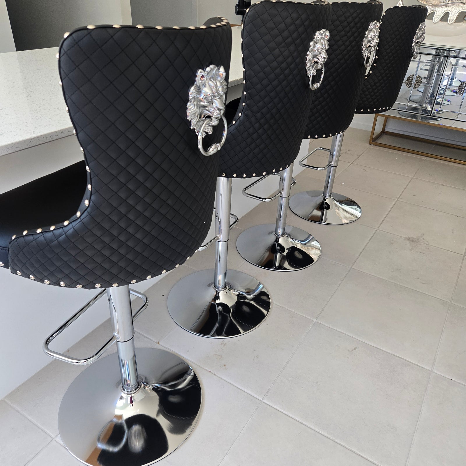 Silver Lion Modern Adjustable Barstool - Black