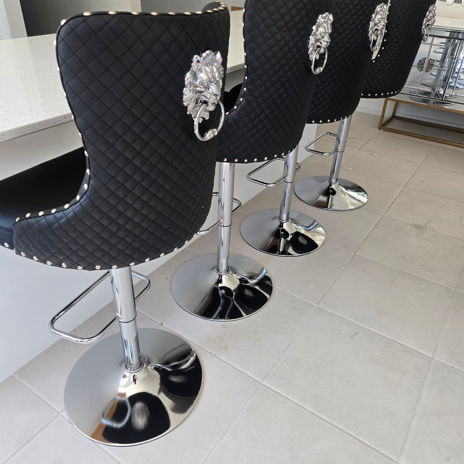 Silver Lion Modern Adjustable Barstool - Black