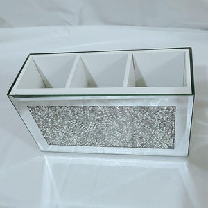 Silver Mirror Glass Brush Holder Diamond Glass Crystals Crushed Glass