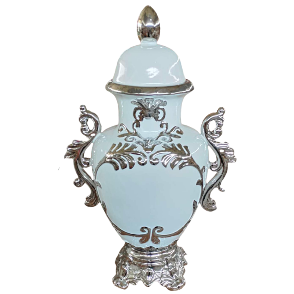 White and Silver Decorative Trophy Vase