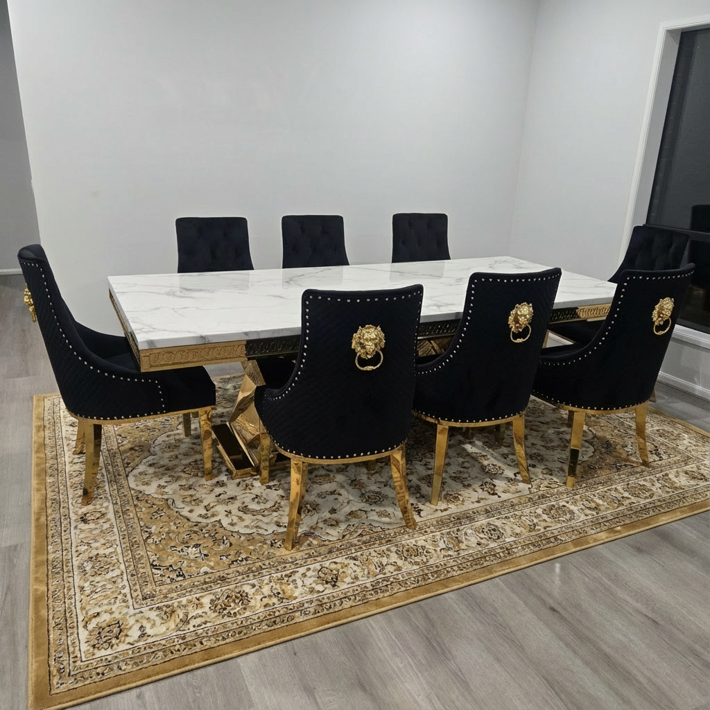 Ashton Marble Dining Table with 8 Chairs