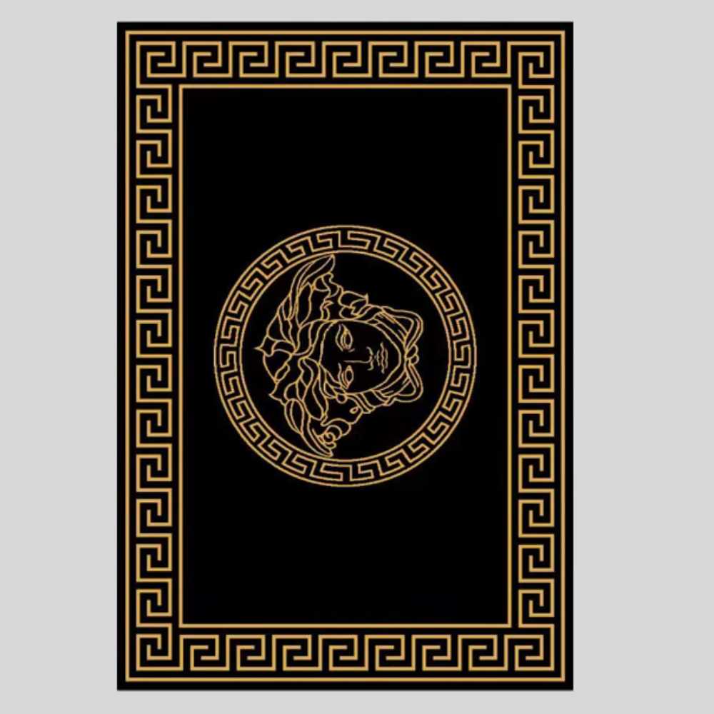 Modern, Luxury and Classy Comfortable Black and Gold Carpet with Versace logo
