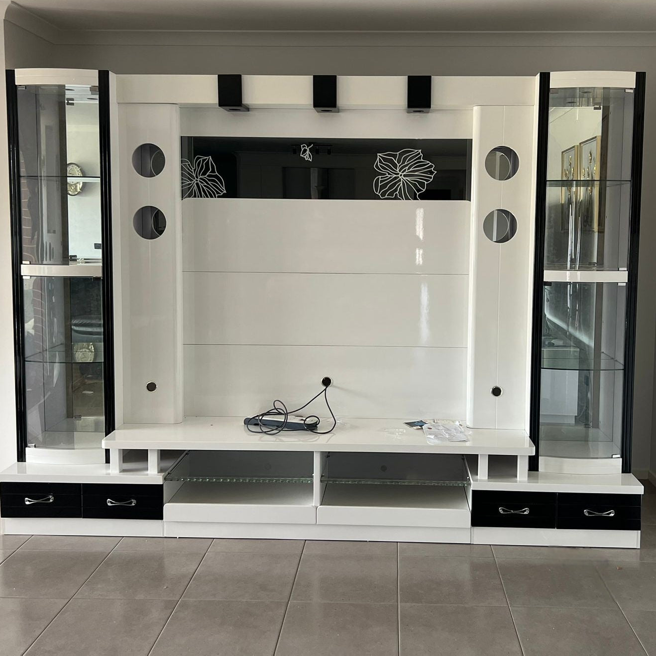 White-Black TV Cabinet - 6677