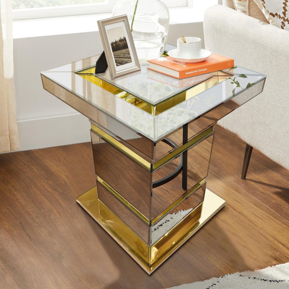 Modern Beautiful Silver and Gold Side Table in MDF Material