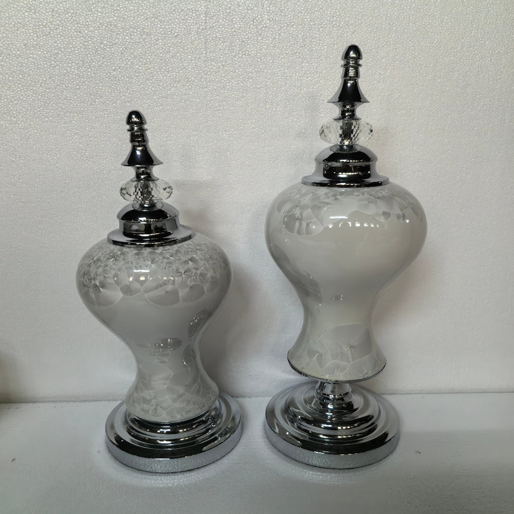 Modern Stylish Silver Alloy Decoration Accessories With White Ceramic Material