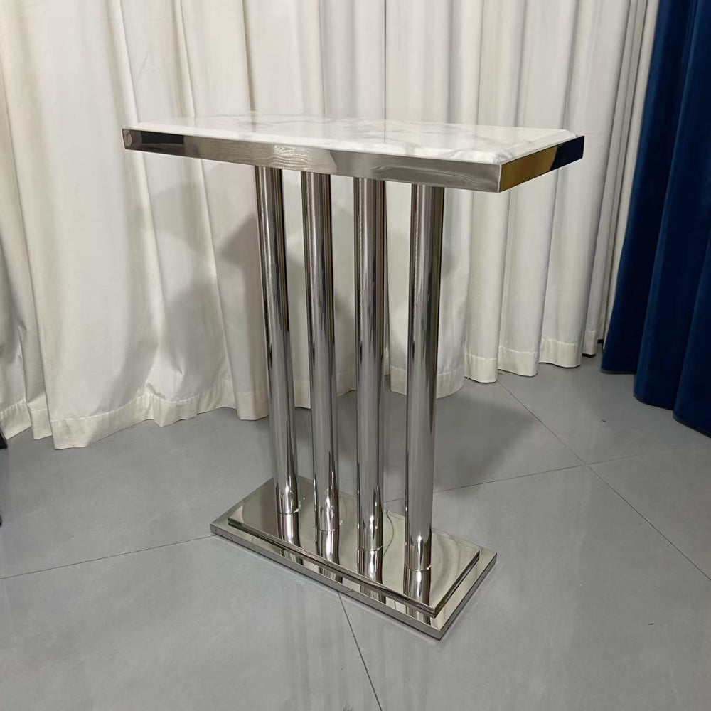 Marble Console Table with Silver Stainless steel Frame