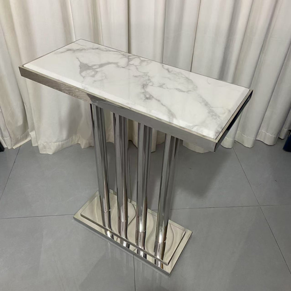 Marble Console Table with Silver Stainless steel Frame