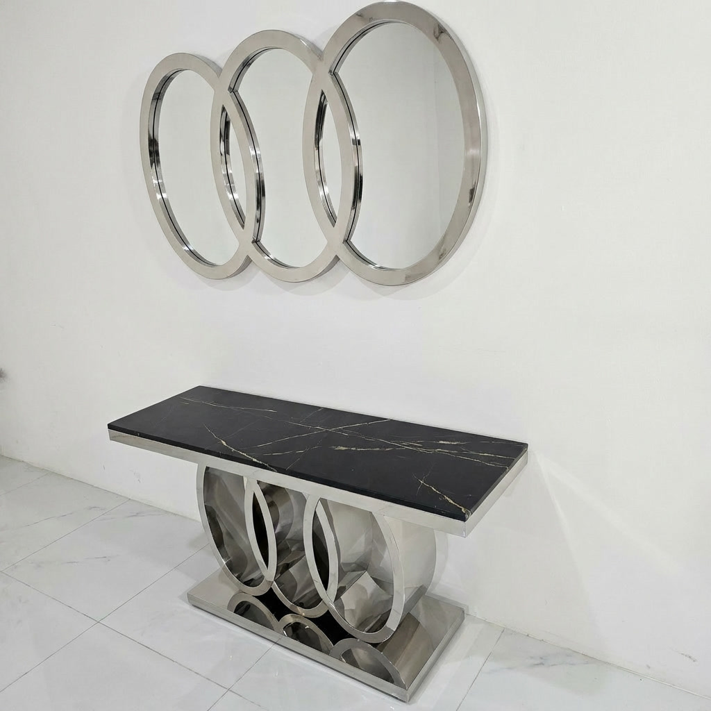 Circles Marble Console Table & Mirror