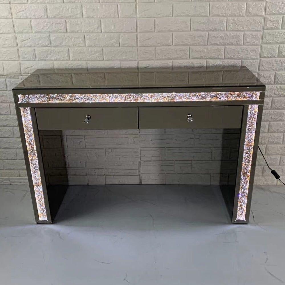 LED Sparkling Dressing Table with Diamond Crushed Glass