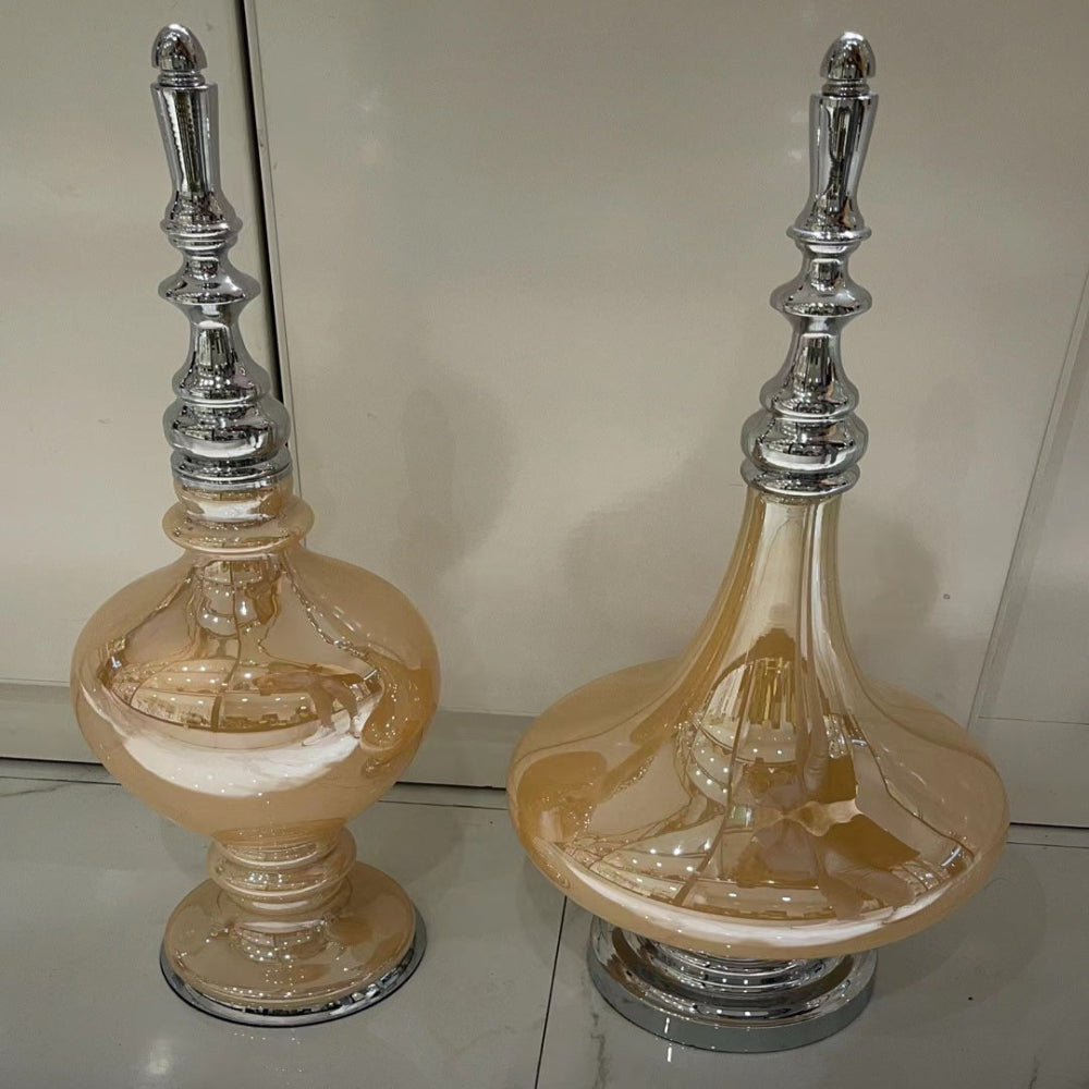 Classy Silver Stainless Steel Frame Decoration Accessories with Glass Material