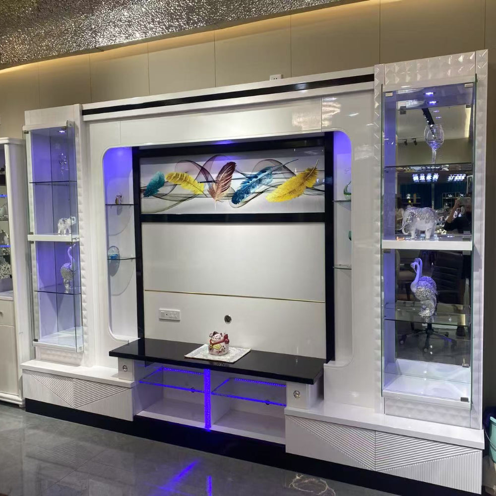 TV Cabinet Equipped with Electrical Wiring and LED Lights