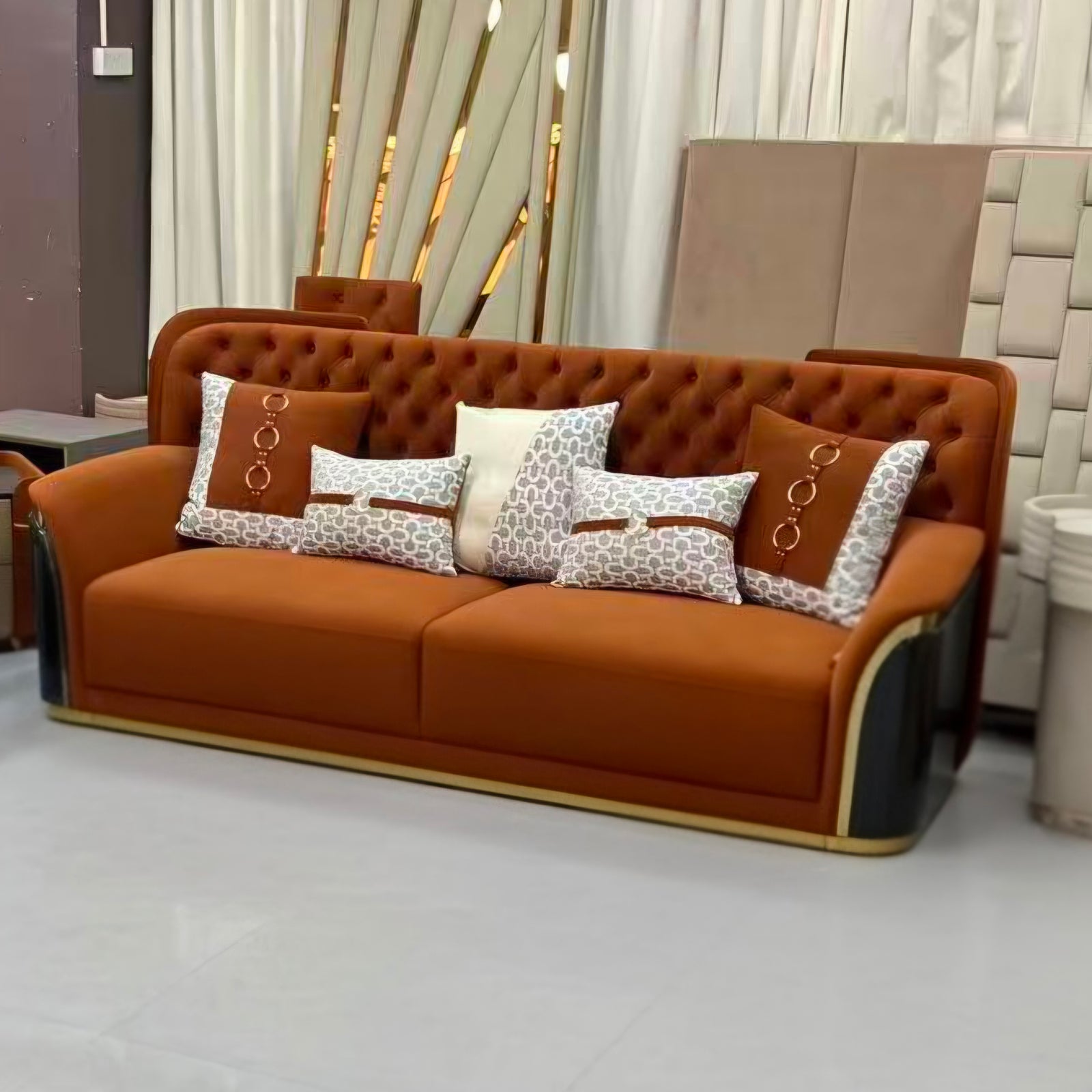 Gaga Beige Leather Sofa set