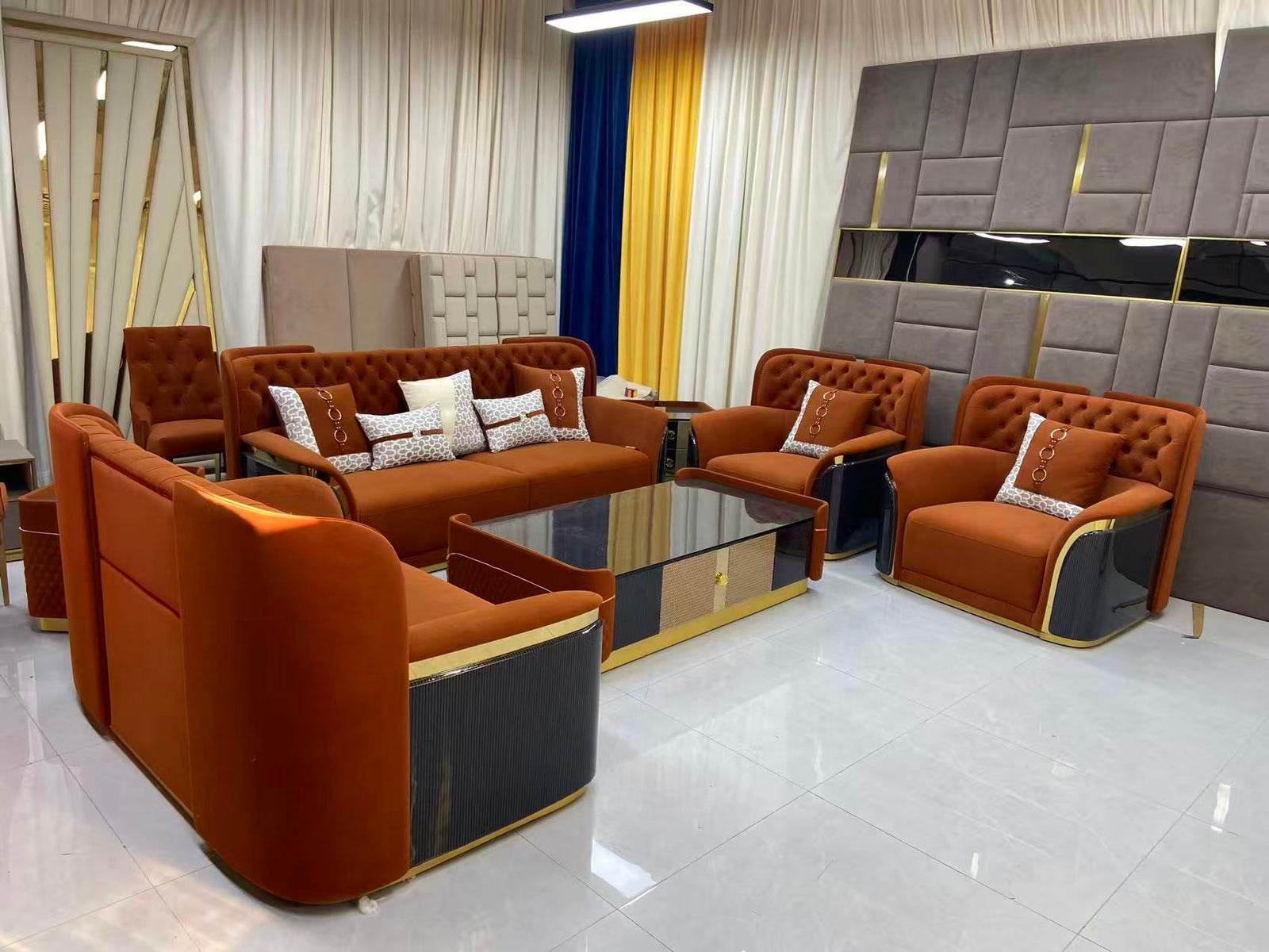 Gaga Beige Leather Sofa set