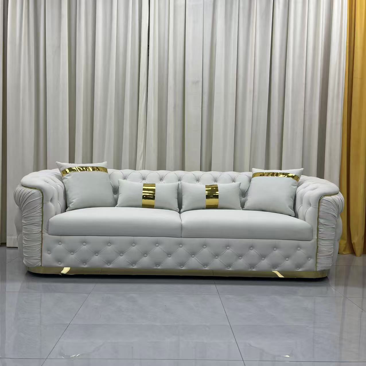 Nelly Velvet Sofa set (Cream)