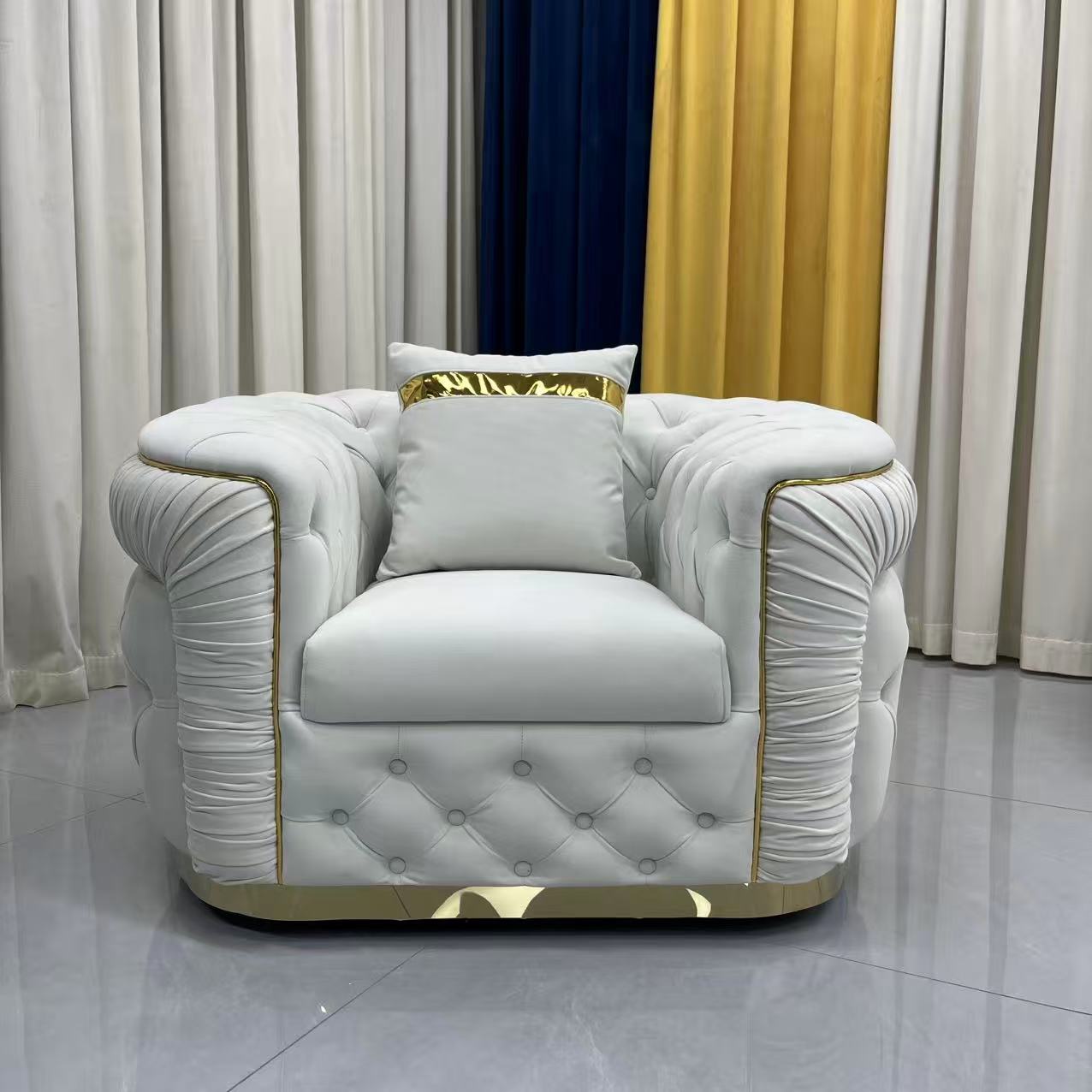 Nelly Velvet Sofa set (Cream)