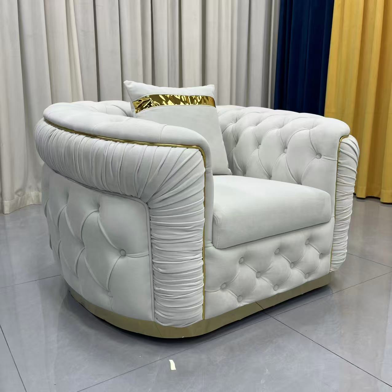 Nelly Velvet Sofa set (Cream)