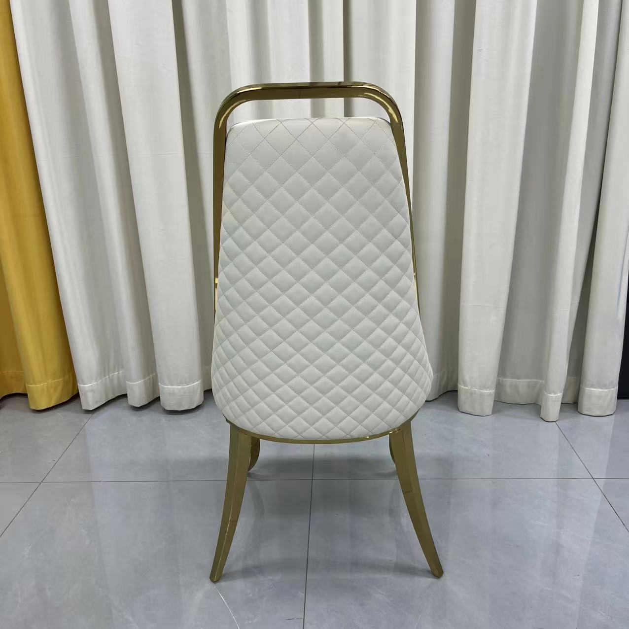 Y2505 - White Leather Chair in Gold