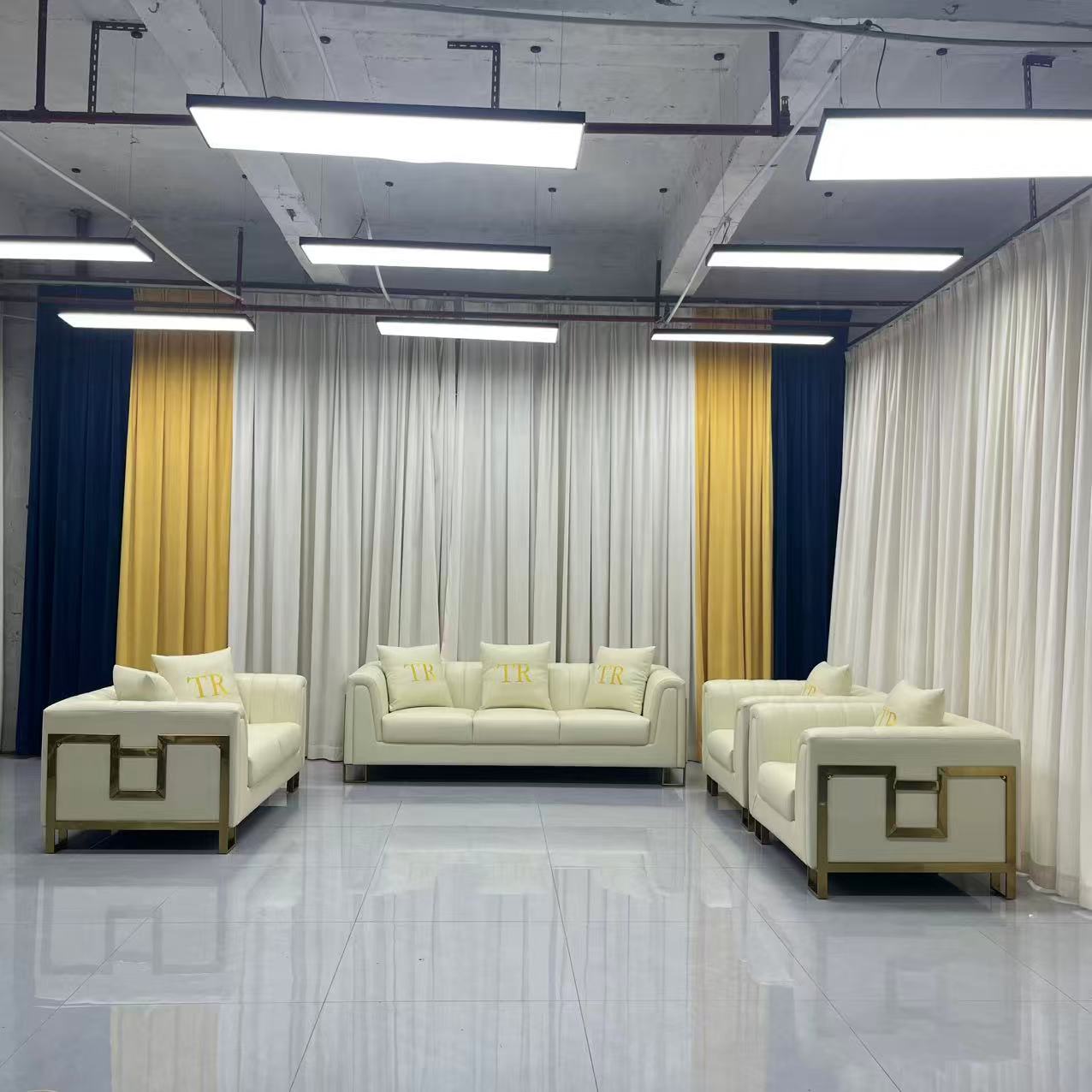 Luxury Beige Leather Sofa Set