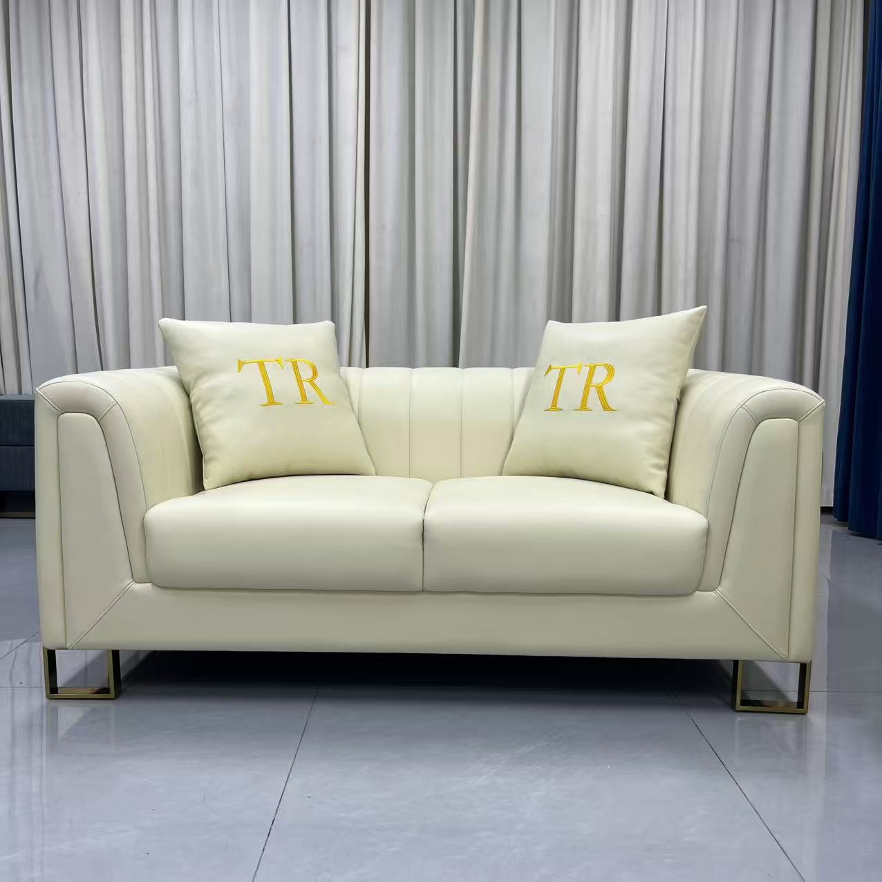 Luxury Beige Leather Sofa Set