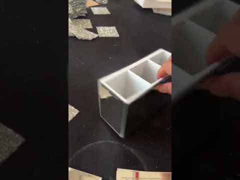 Mirrored Glass Brush Holder