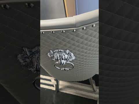 Modern Classy Grey Leather Cushioned and Comfortable Dining Room Chairs in Silver Stainless Steel Frame. RBM Classic Home Furniture Store in Melton, Family Owned and Operated