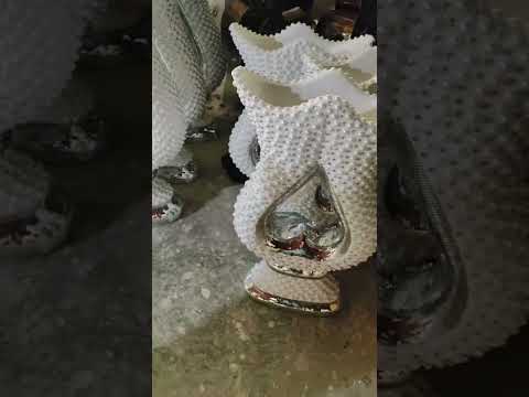 Modern White Decorative Resin Vase with Silver Edges at RBM Classic home Online Furniture Store