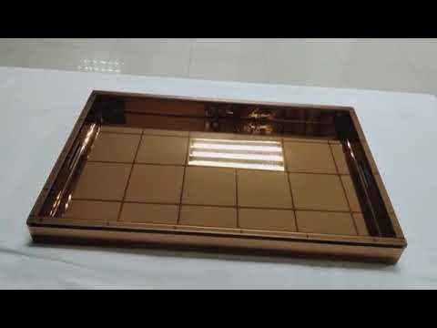 Modern Glass Mirrored Serving Tray, Available in Rose Gold or Brown Colours