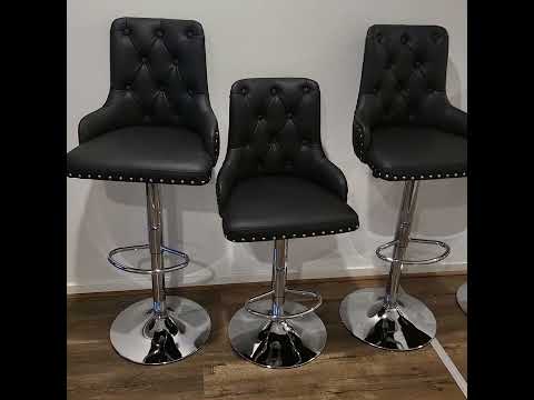 Black Leather Adjustable Barstool