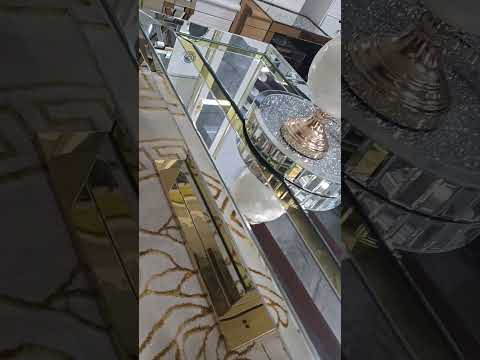 Silver Glass Coffee Table with Gold Lines