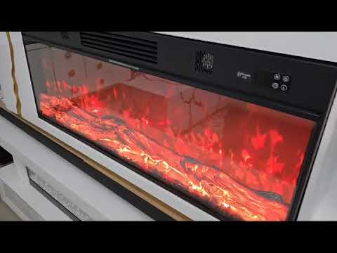 White and Gold MDF TV Unit with Fireplace Reflector