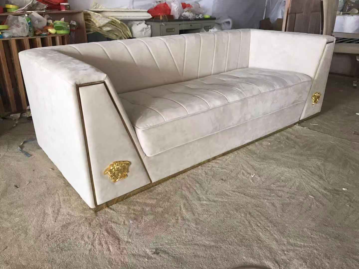 Cream Modern Velvet Sofa set