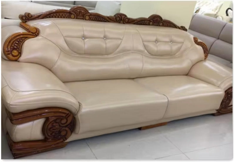 Bee Cream Leather Sofa set