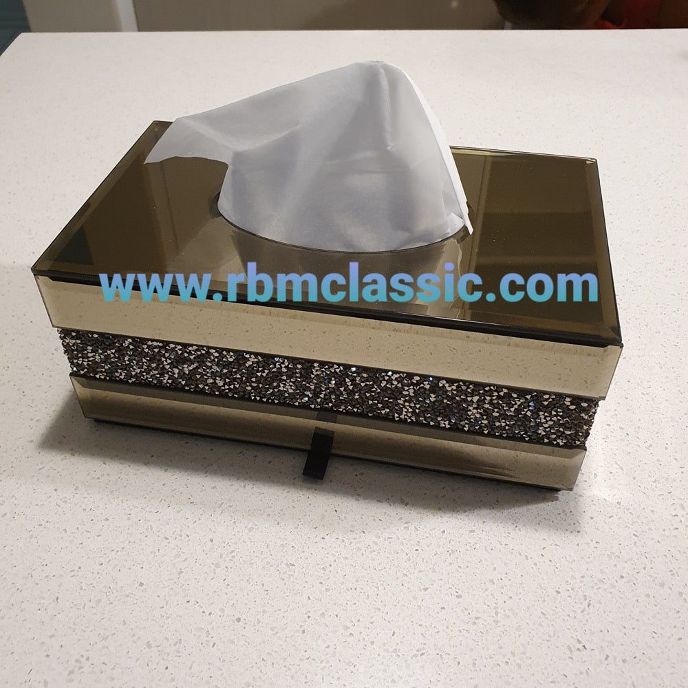 Diamond crushed glass tissue box