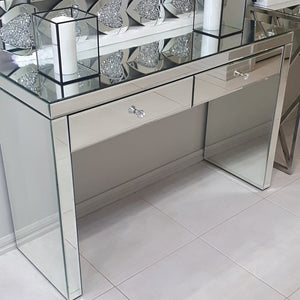 Classy Glass Mirrored Console Table with 2 drawers