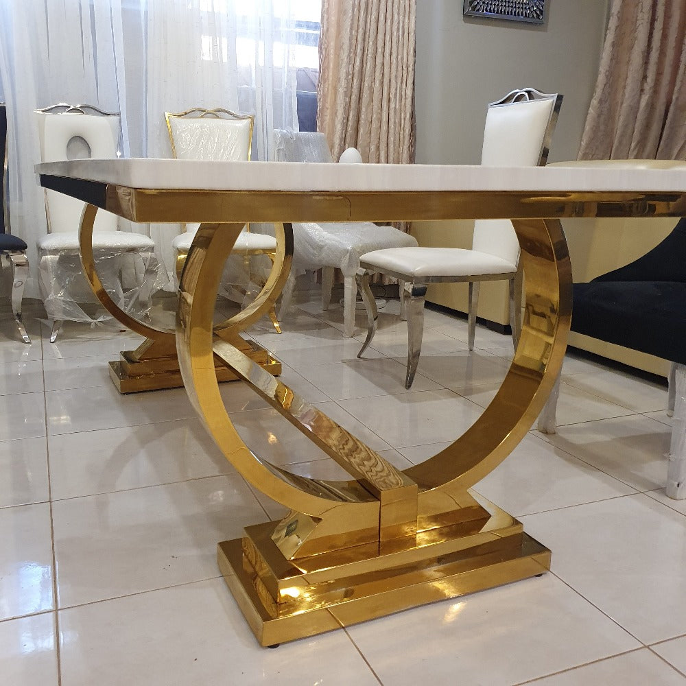 Marble Dining Table With Stainless Steel Frame